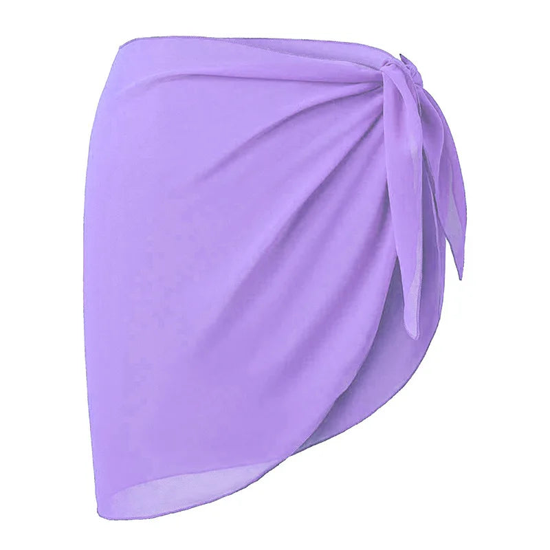 Women Short Sarong Skirt Chiffon Beach Coverup Scarf Wrap For Swimsuit Cover Short Beach Wear