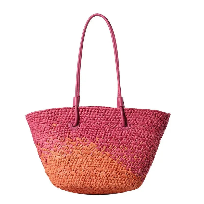 Casual Large Capacity Tote Designer Wicker Woven Women Handbags Summer Beach Bali Straw Bag Lady Travel Big Basket Purse