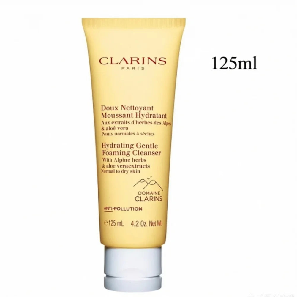 Clarins Gentle Foaming Cleanser 125ml for Normal to Dry Skin Cottonseed Hydrating Face Wash Soap Free Made in France