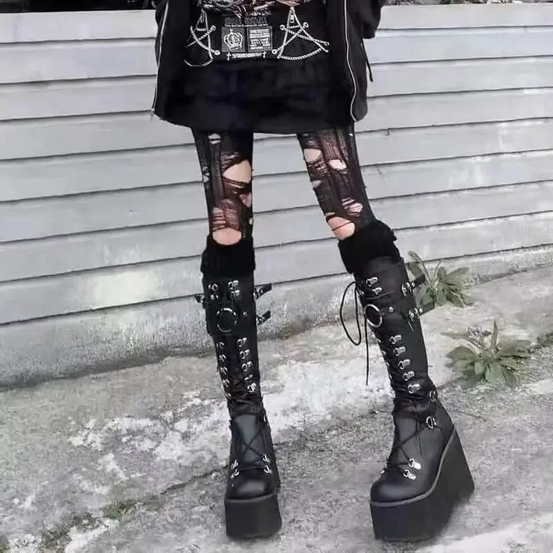 Wedges Long Boots for Women Gothic Shoes Over-the-knee Boots Cosplay High Platform Women Boots New High Heel Ladies Boot Botas