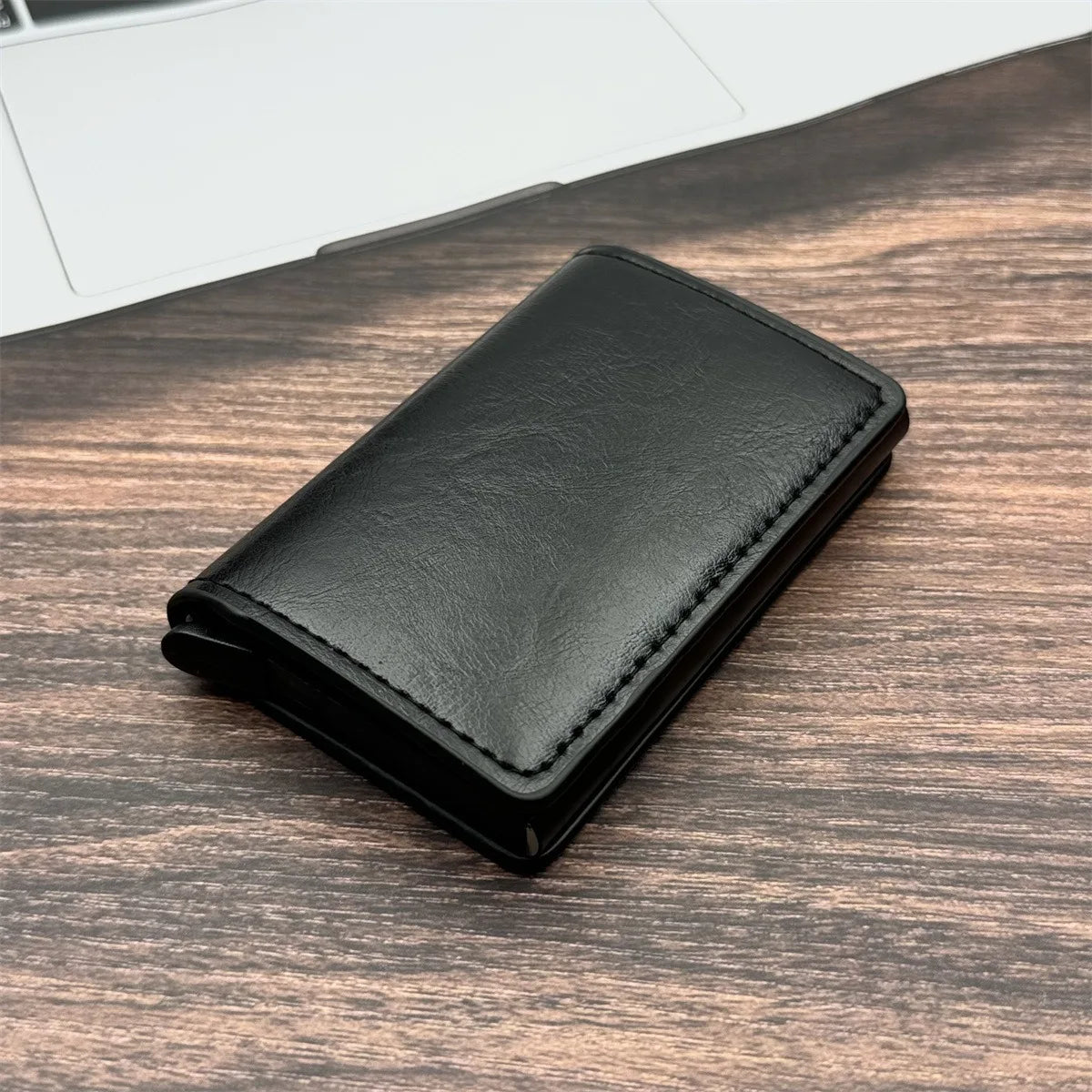Men and women Minimalist RFID Blocking Wallet-Automatic Pop-up Metal Credit Card Holder,Zipper Coin Purse Business Card Wallet