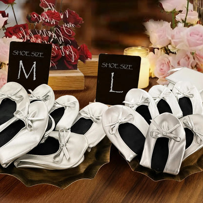 Women's Foldable Portable Ballet Flats For Indoor Use Roll Up Slippers, Conveniently Packaged, With Bag, For Travel Wedding