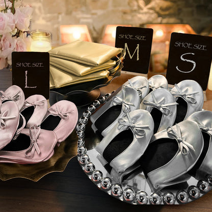 Women's Foldable Portable Ballet Flats For Indoor Use Roll Up Slippers, Conveniently Packaged, With Bag, For Travel Wedding
