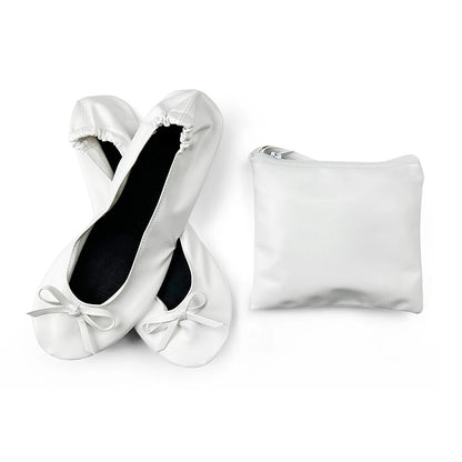 Women's Foldable Portable Ballet Flats For Indoor Use Roll Up Slippers, Conveniently Packaged, With Bag, For Travel Wedding