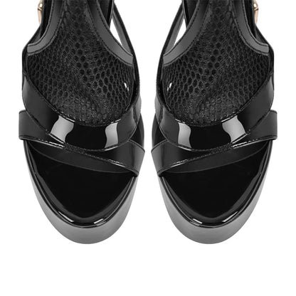 Onlymaker Women Yellow Mesh Buckle Peep Toe Platform Sandals Thin Heels Ankle Strap Buckle Dress Sexy Party Stiletto Sandals