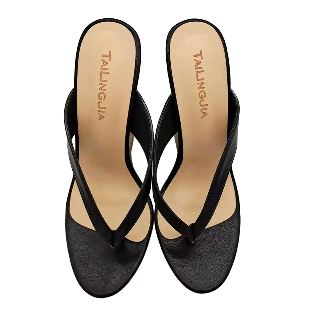 Cork Sandals for Women 2025 Wedges Heels Thong Sandal Ladies Sexy High Heel Mules Flip Flops Slippers Large Size Shoe