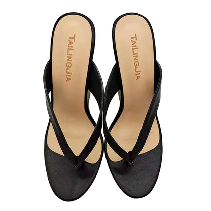 Cork Sandals for Women 2025 Wedges Heels Thong Sandal Ladies Sexy High Heel Mules Flip Flops Slippers Large Size Shoe