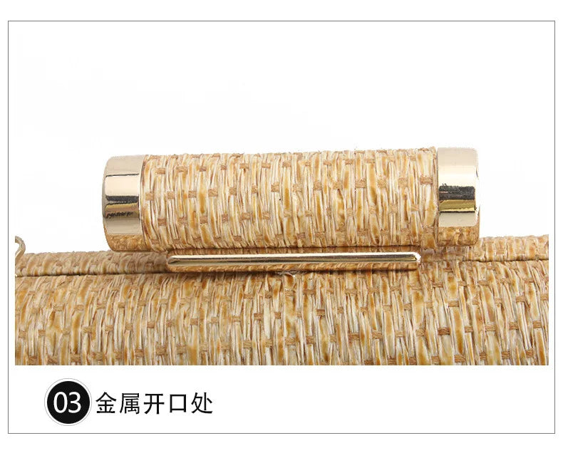 Summer Fashion Hand-woven Straw Bag Women Metal Clutches Chain Shoulder bag Crossbody Bags Ladies Party Evening Clutch Purse sac
