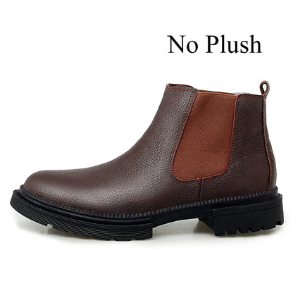 Winter Genuine Leather Ankle Chelsea Boots Men Boot Botines Hombre Black Brown