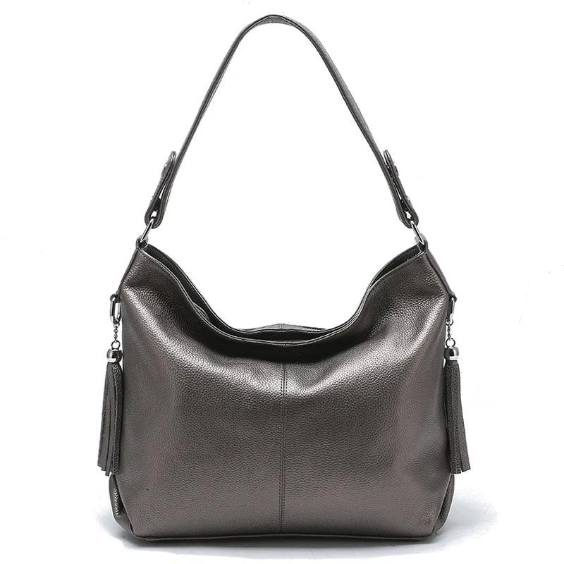Zency 2026 New Fashion Soft Real Genuine Leather Tassel Women Handbag Elegant Ladies Hobo Shoulder Bag Messenger Purse Satchel