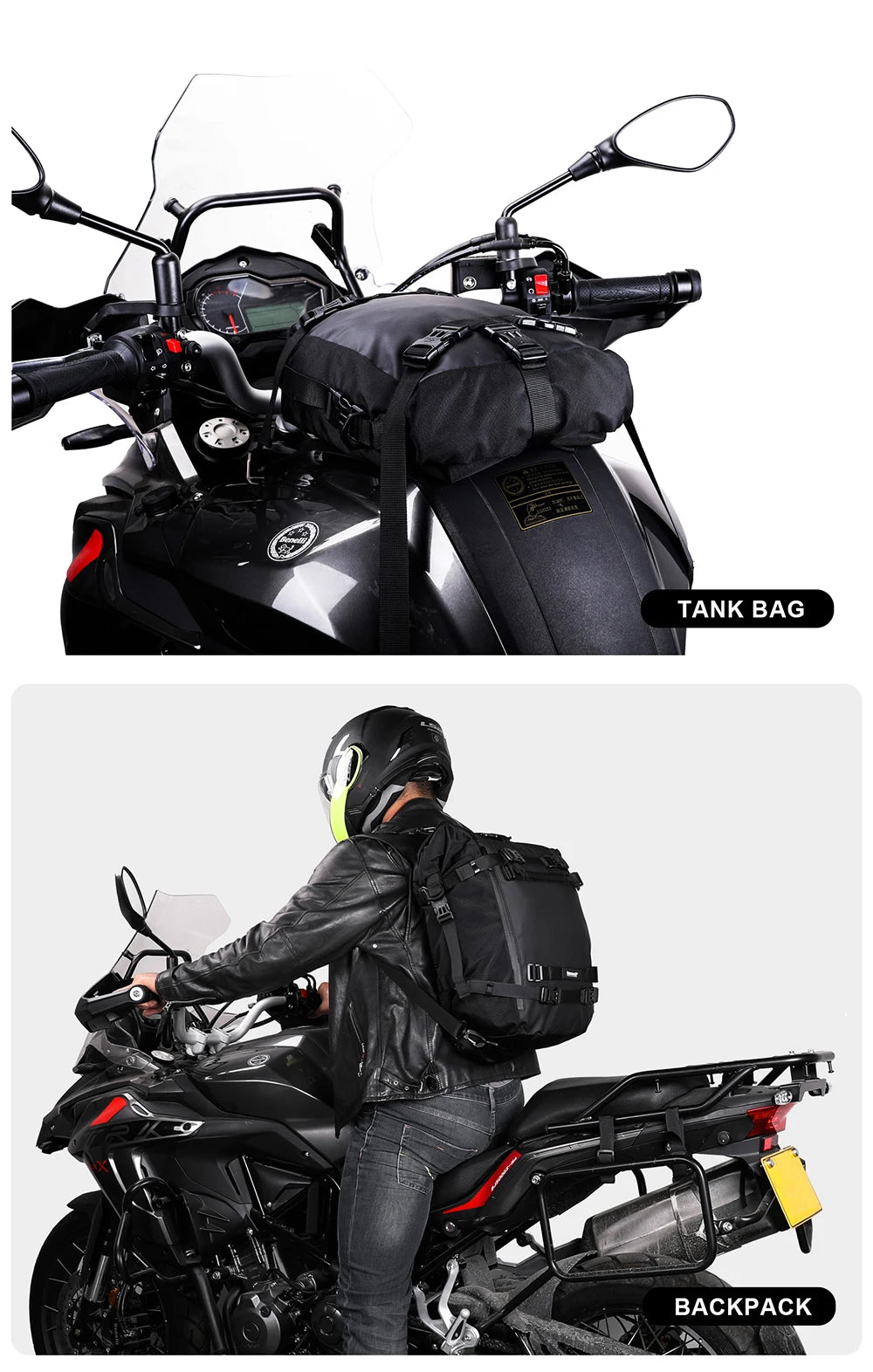 Rhinowalk Motorcycle Back Seat Bag 10/20/30L Waterproof Multifunctional Saddle Side Luggage Bag cycling backpack Universal