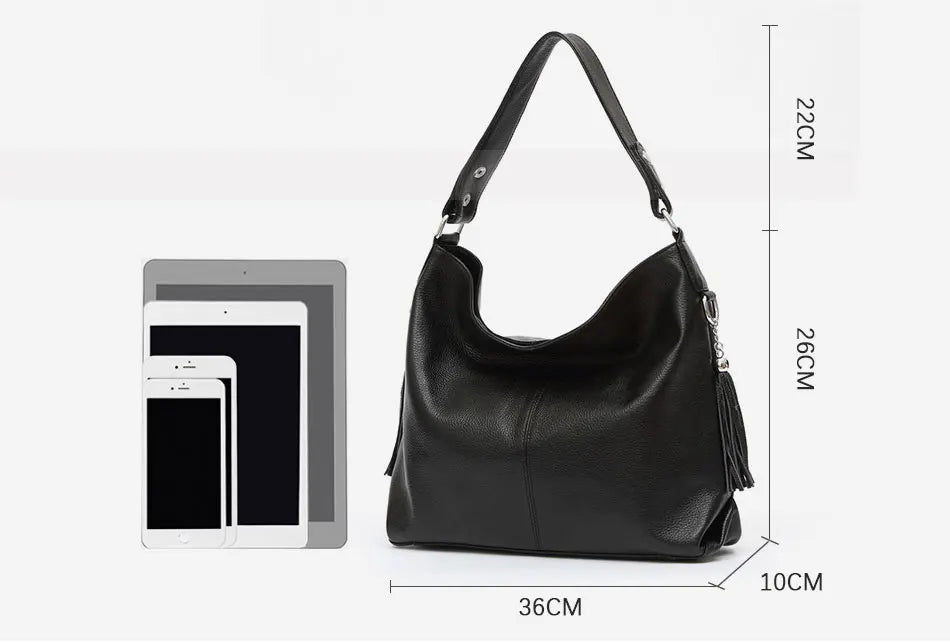 Zency 2026 New Fashion Soft Real Genuine Leather Tassel Women Handbag Elegant Ladies Hobo Shoulder Bag Messenger Purse Satchel