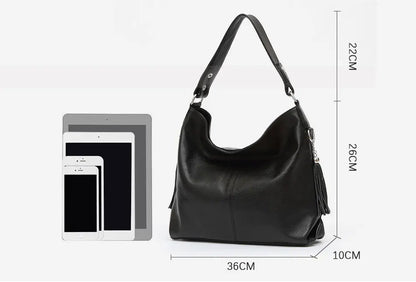 Zency 2026 New Fashion Soft Real Genuine Leather Tassel Women Handbag Elegant Ladies Hobo Shoulder Bag Messenger Purse Satchel