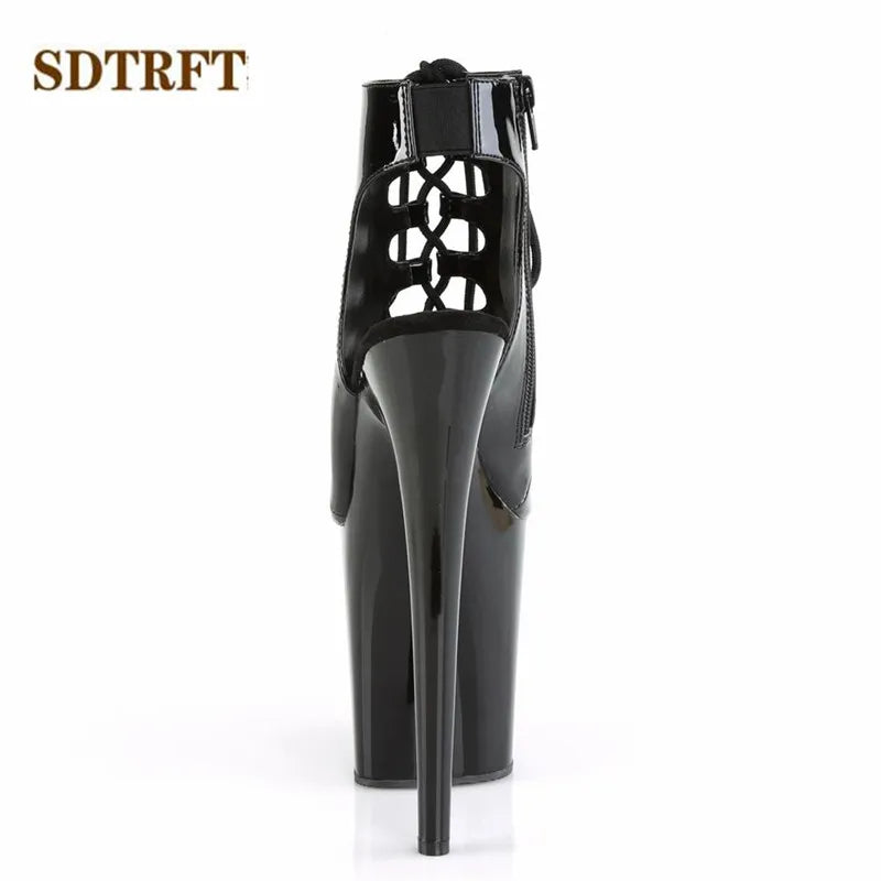 SDTRFT Stilettos 20cm Thin Heels Ankle boots transparent Platforms shoes Woman Botas Mujer Party pumps Summer Open Toe Sandals