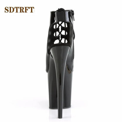 SDTRFT Stilettos 20cm Thin Heels Ankle boots transparent Platforms shoes Woman Botas Mujer Party pumps Summer Open Toe Sandals