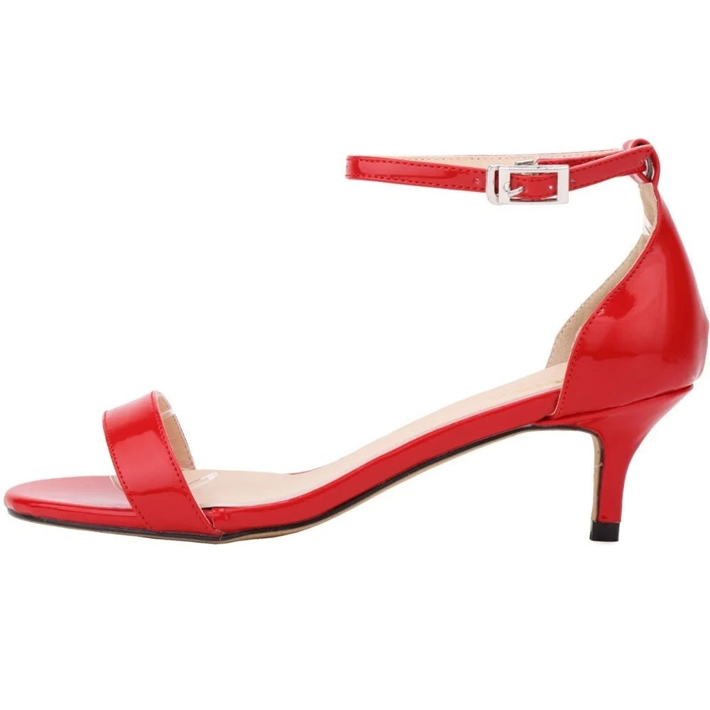 New Women Sandals Summer Casual Low Heels Ankle Strap Sandal Open Toes Sexy High Heels Pumps Wedding Party Shoes Plus Size 42