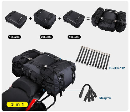 Rhinowalk Motorcycle Back Seat Bag 10/20/30L Waterproof Multifunctional Saddle Side Luggage Bag cycling backpack Universal
