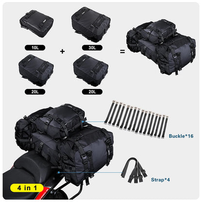 Rhinowalk Motorcycle Back Seat Bag 10/20/30L Waterproof Multifunctional Saddle Side Luggage Bag cycling backpack Universal