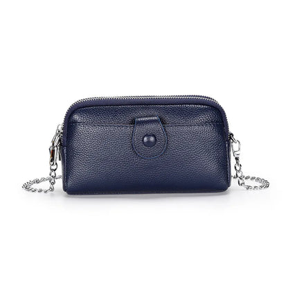 Genuine Leather women Long wallet Ladies Clutch Purses Double Deck Zipper Wrist Bag Female Sling bag chain Phone Crossbody bags