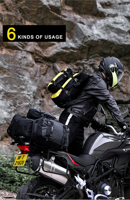 Rhinowalk Motorcycle Back Seat Bag 10/20/30L Waterproof Multifunctional Saddle Side Luggage Bag cycling backpack Universal