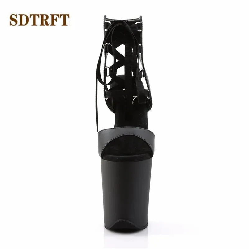 SDTRFT Stilettos 20cm Thin Heels Ankle boots transparent Platforms shoes Woman Botas Mujer Party pumps Summer Open Toe Sandals