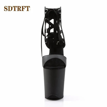 SDTRFT Stilettos 20cm Thin Heels Ankle boots transparent Platforms shoes Woman Botas Mujer Party pumps Summer Open Toe Sandals