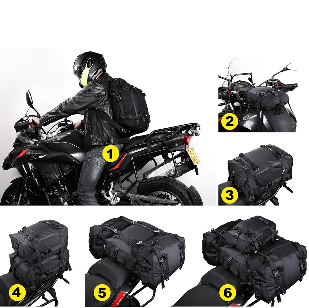 Rhinowalk Motorcycle Back Seat Bag 10/20/30L Waterproof Multifunctional Saddle Side Luggage Bag cycling backpack Universal