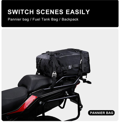 Rhinowalk Motorcycle Back Seat Bag 10/20/30L Waterproof Multifunctional Saddle Side Luggage Bag cycling backpack Universal