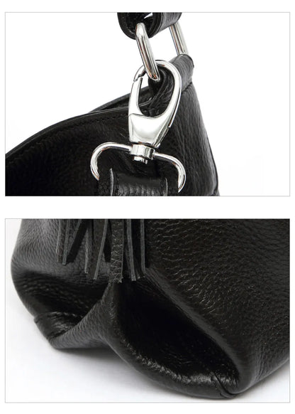 Zency 2026 New Fashion Soft Real Genuine Leather Tassel Women Handbag Elegant Ladies Hobo Shoulder Bag Messenger Purse Satchel