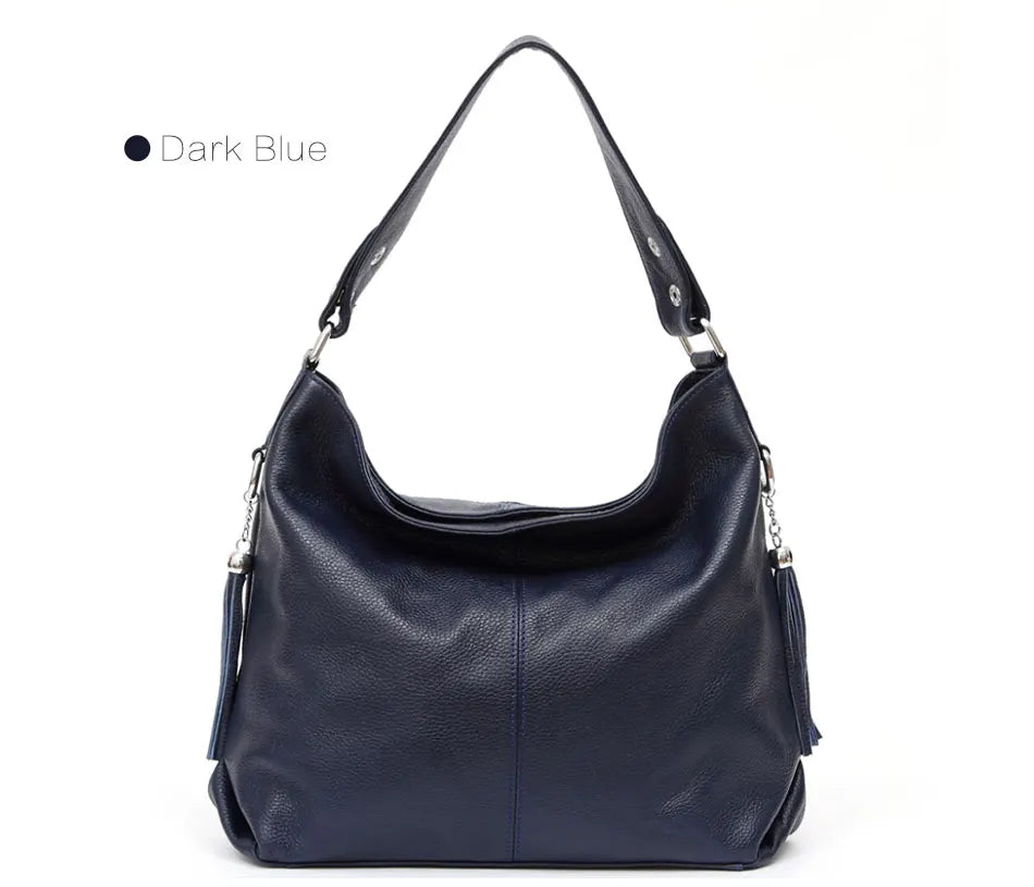 Zency 2026 New Fashion Soft Real Genuine Leather Tassel Women Handbag Elegant Ladies Hobo Shoulder Bag Messenger Purse Satchel