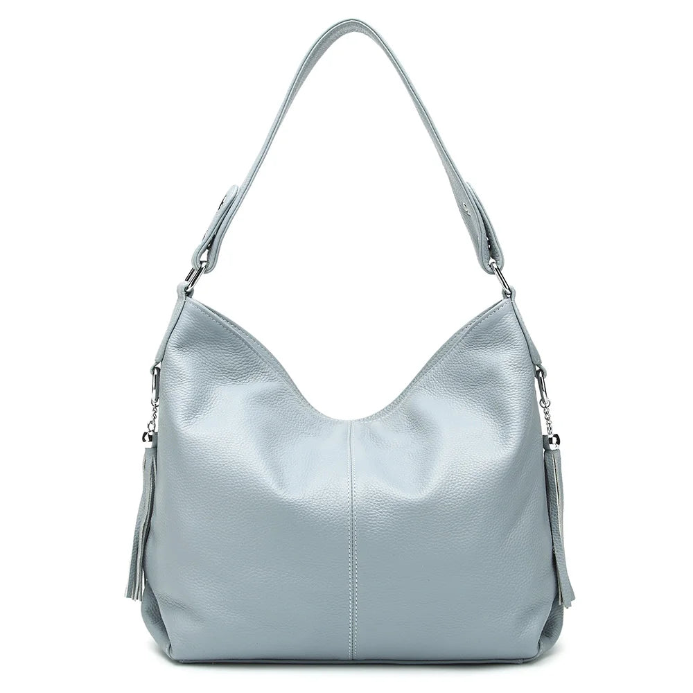 Zency 2026 New Fashion Soft Real Genuine Leather Tassel Women Handbag Elegant Ladies Hobo Shoulder Bag Messenger Purse Satchel