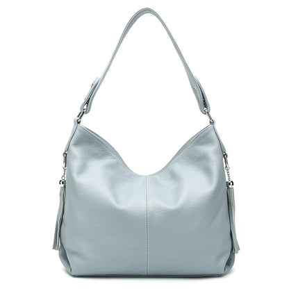 Zency 2026 New Fashion Soft Real Genuine Leather Tassel Women Handbag Elegant Ladies Hobo Shoulder Bag Messenger Purse Satchel