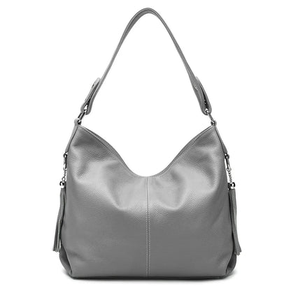 Zency 2026 New Fashion Soft Real Genuine Leather Tassel Women Handbag Elegant Ladies Hobo Shoulder Bag Messenger Purse Satchel
