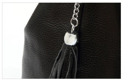 Zency 2026 New Fashion Soft Real Genuine Leather Tassel Women Handbag Elegant Ladies Hobo Shoulder Bag Messenger Purse Satchel