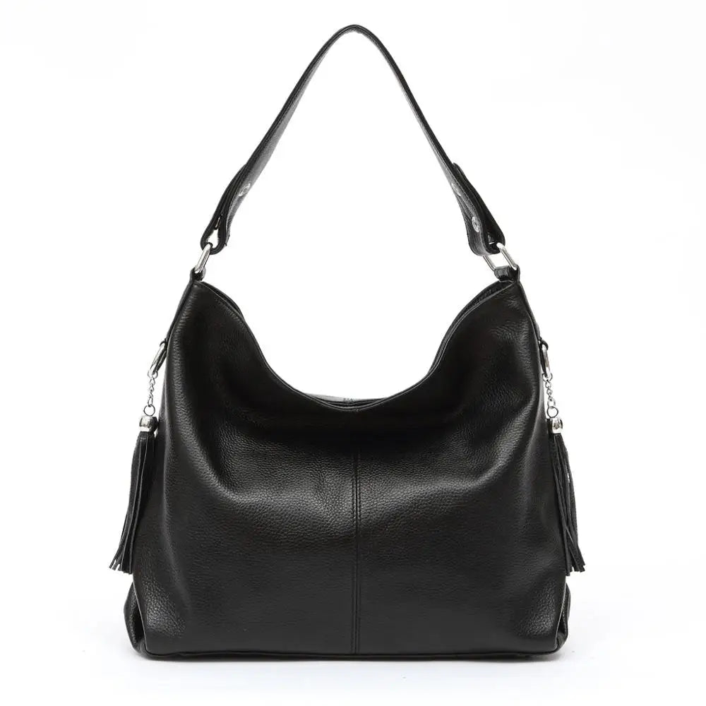 Zency 2026 New Fashion Soft Real Genuine Leather Tassel Women Handbag Elegant Ladies Hobo Shoulder Bag Messenger Purse Satchel