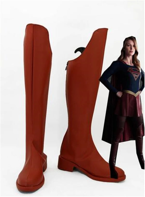 Supergirl Cosplay Shoes Boots Movie Halloween Carnival Party Costumes Adult Women Shoes Supergirl Red Shoes