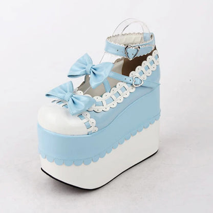 Female Japan Anime Maid Cosplay Lolita Shoes Spring Women Wedges Sandals High Heels Leather Princess Platform Shoes Plus Size
