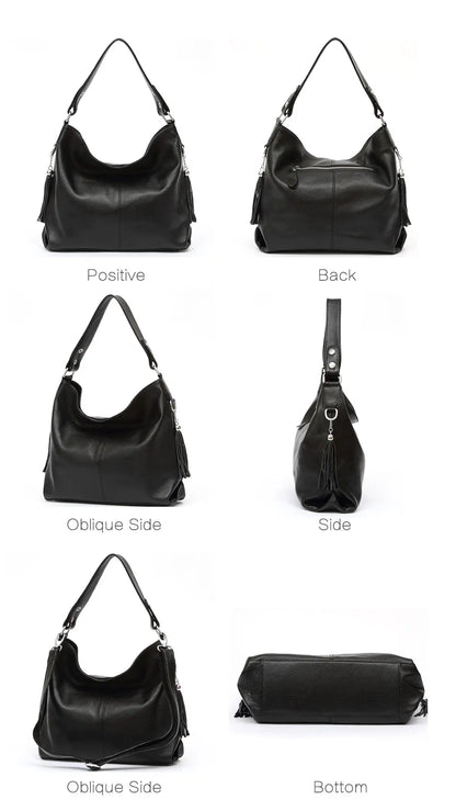 Zency 2026 New Fashion Soft Real Genuine Leather Tassel Women Handbag Elegant Ladies Hobo Shoulder Bag Messenger Purse Satchel