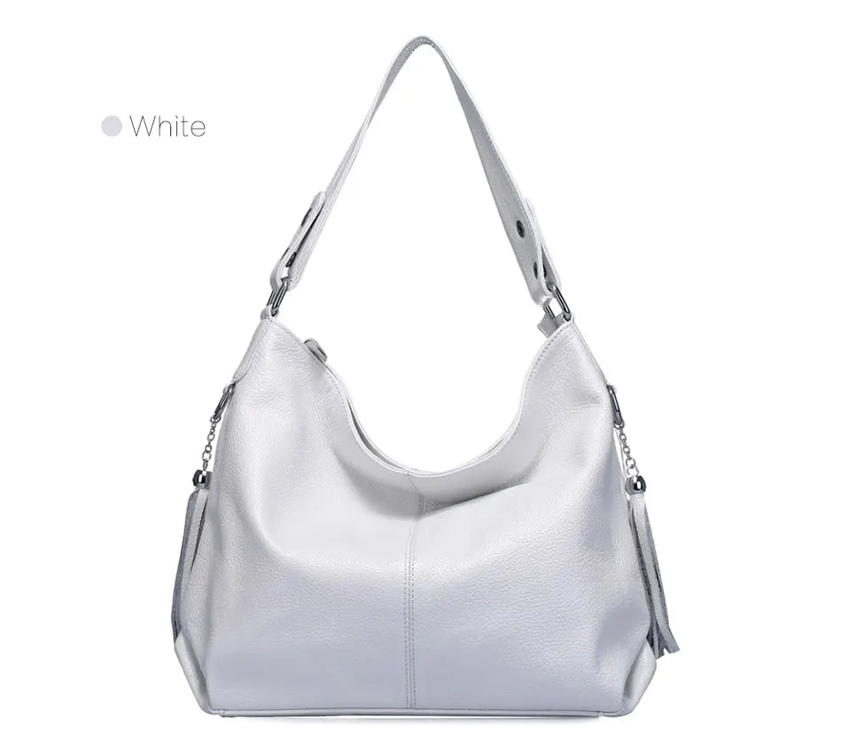 Zency 2026 New Fashion Soft Real Genuine Leather Tassel Women Handbag Elegant Ladies Hobo Shoulder Bag Messenger Purse Satchel