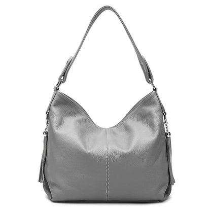 Zency 2026 New Fashion Soft Real Genuine Leather Tassel Women Handbag Elegant Ladies Hobo Shoulder Bag Messenger Purse Satchel