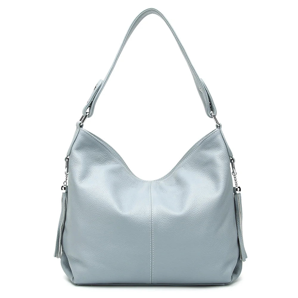 Zency 2026 New Fashion Soft Real Genuine Leather Tassel Women Handbag Elegant Ladies Hobo Shoulder Bag Messenger Purse Satchel
