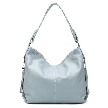 Zency 2026 New Fashion Soft Real Genuine Leather Tassel Women Handbag Elegant Ladies Hobo Shoulder Bag Messenger Purse Satchel