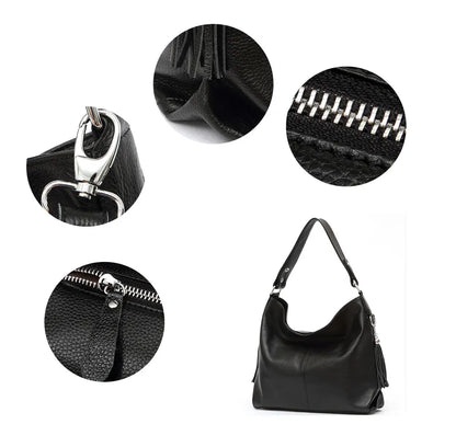 Zency 2026 New Fashion Soft Real Genuine Leather Tassel Women Handbag Elegant Ladies Hobo Shoulder Bag Messenger Purse Satchel