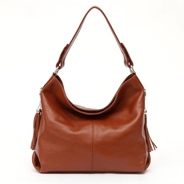 Zency 2026 New Fashion Soft Real Genuine Leather Tassel Women Handbag Elegant Ladies Hobo Shoulder Bag Messenger Purse Satchel