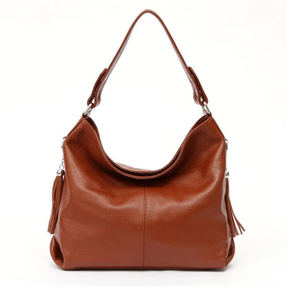 Zency 2026 New Fashion Soft Real Genuine Leather Tassel Women Handbag Elegant Ladies Hobo Shoulder Bag Messenger Purse Satchel