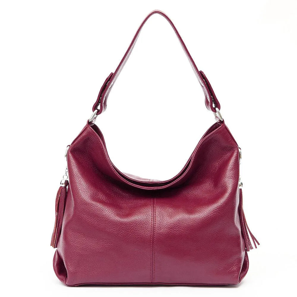 Zency 2026 New Fashion Soft Real Genuine Leather Tassel Women Handbag Elegant Ladies Hobo Shoulder Bag Messenger Purse Satchel