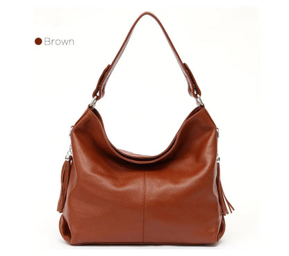 Zency 2026 New Fashion Soft Real Genuine Leather Tassel Women Handbag Elegant Ladies Hobo Shoulder Bag Messenger Purse Satchel