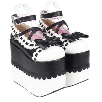 Female Japan Anime Maid Cosplay Lolita Shoes Spring Women Wedges Sandals High Heels Leather Princess Platform Shoes Plus Size