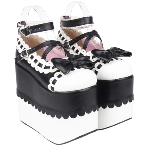 Female Japan Anime Maid Cosplay Lolita Shoes Spring Women Wedges Sandals High Heels Leather Princess Platform Shoes Plus Size