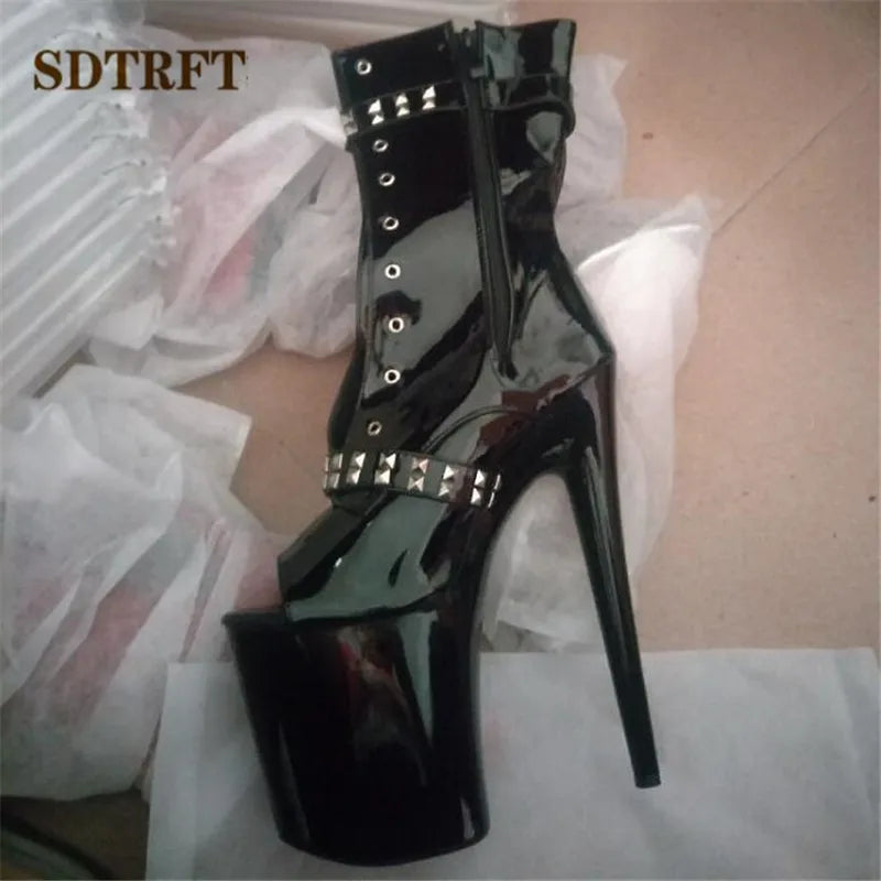 SDTRFT Stilettos 20cm Thin Heels Ankle boots transparent Platforms shoes Woman Botas Mujer Party pumps Summer Open Toe Sandals